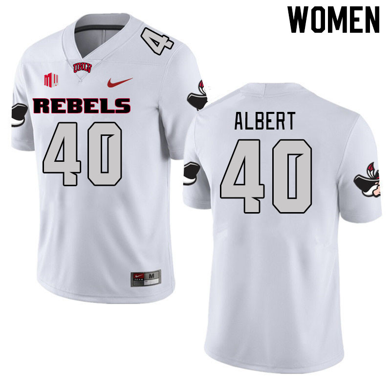 Women #40 Daego Albert UNLV Rebels 2023 College Football Jerseys Stitched-White - Click Image to Close